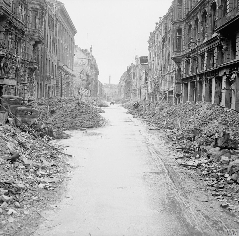 A devastated Berlin street near Unter den Linden.