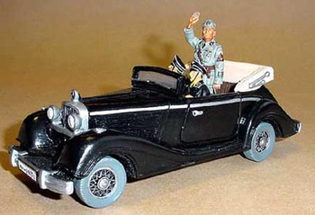 LAH021 Black Mercedes Staff Car with Mussolinis Driver & Bodyguard by King & Country