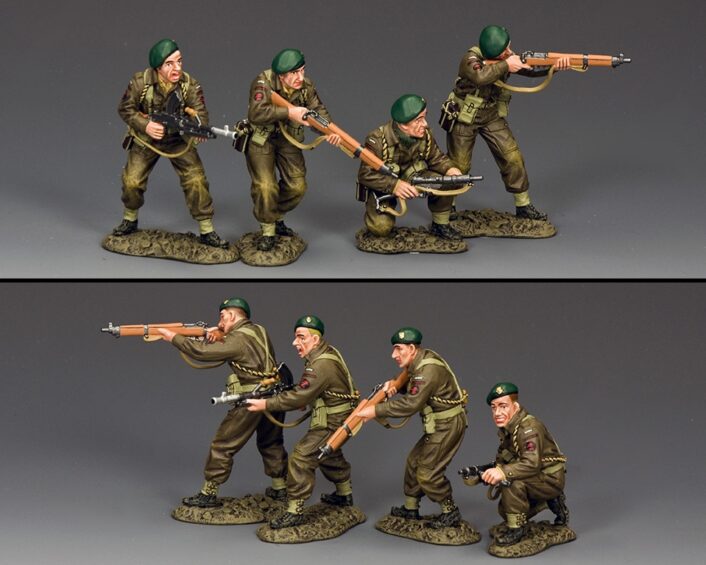 King & Country DD332 Fire and Advance four French commandos from two angles